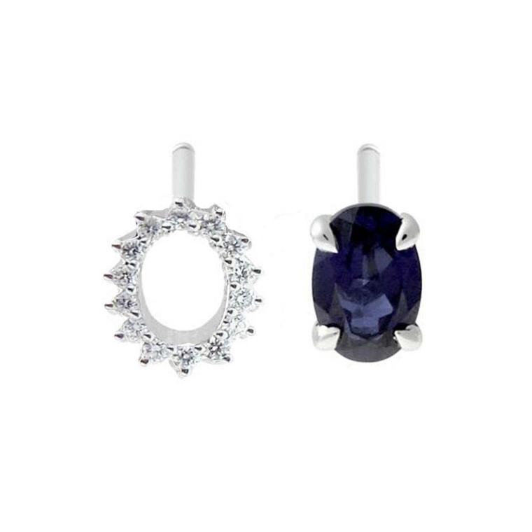 Maison Margiela mismatched sapphire and diamond earrings ($1,300). Available from Ylang 23.