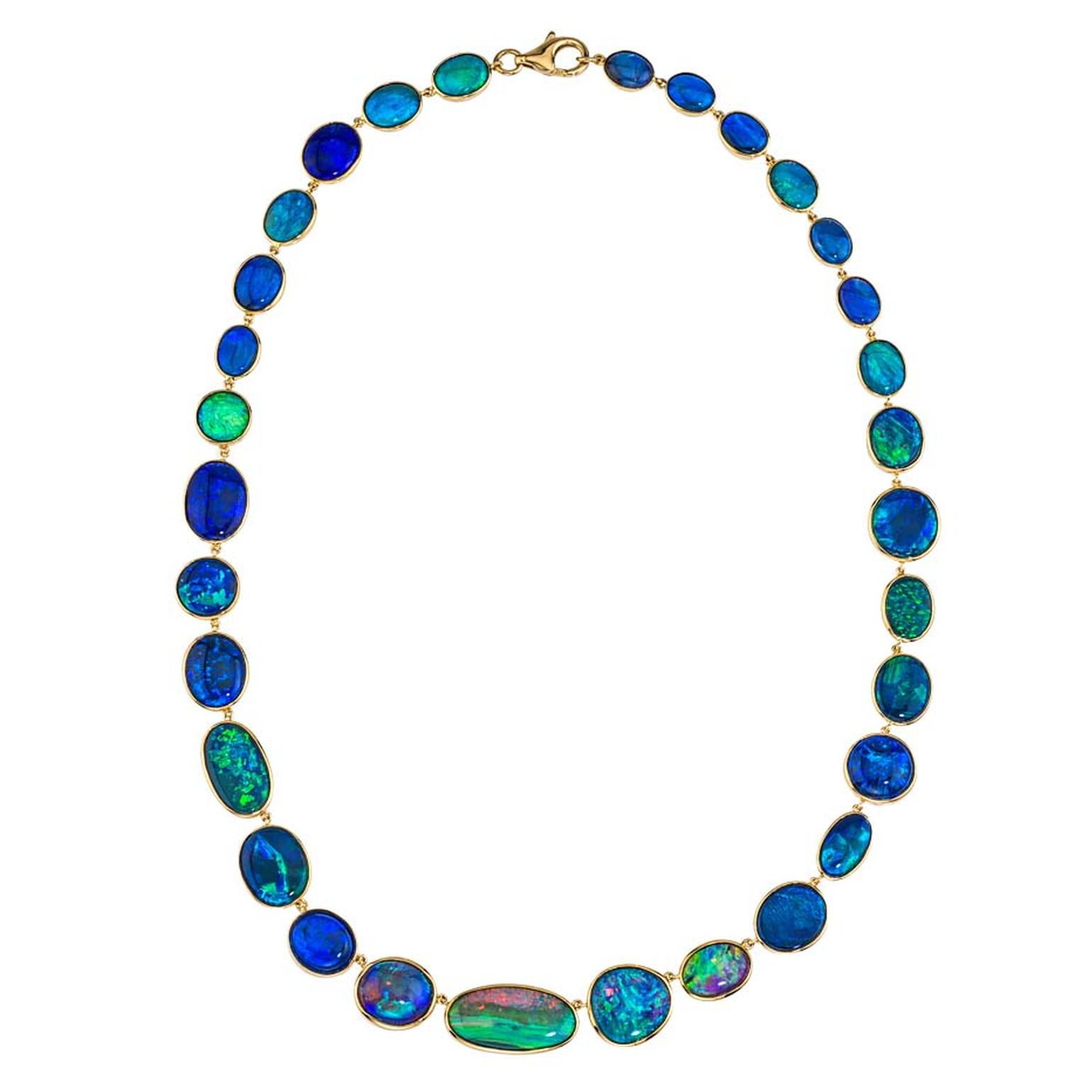 Katherine Jetter opal necklace, set with 59.58ct of mixed Australian opals in yellow gold.