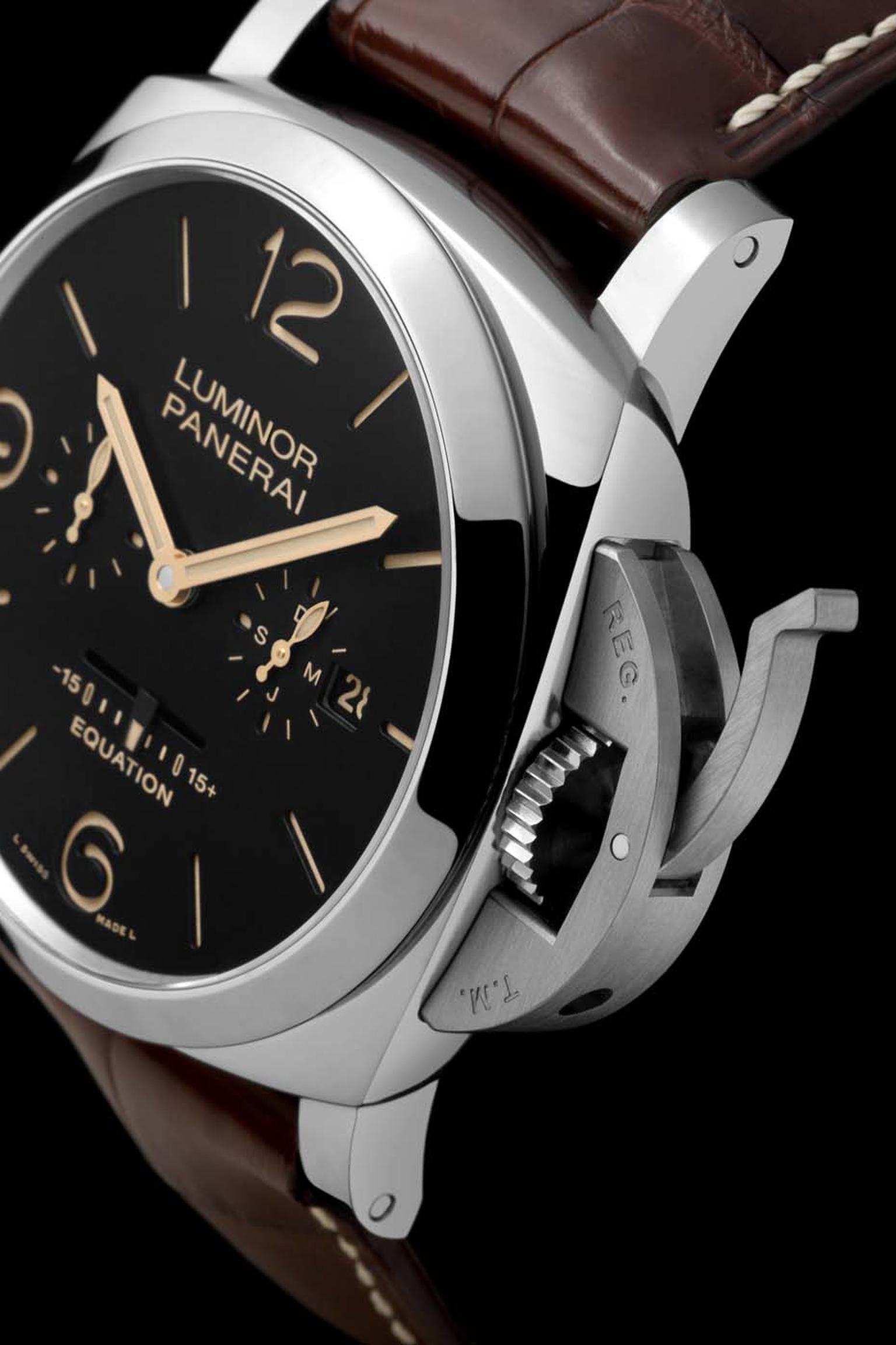 Panerai Luminor 1950 Equation of Time watch, with its distinctive bridge device to lock the crown, was produced a few years after the Radiomir. The brand's portfolio of watches is almost entirely built around these two models.