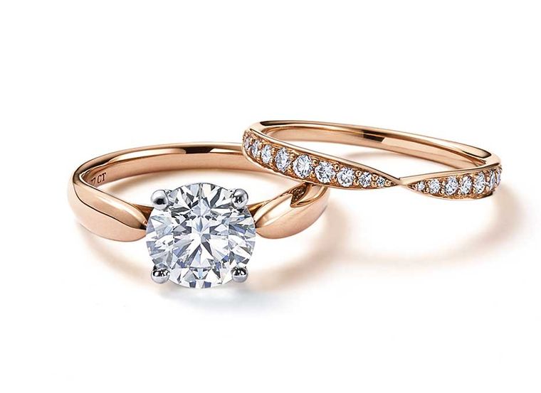 gold and wedding with rose rose  wedding band bands tiffany engagement  gold its our hearts  rings
