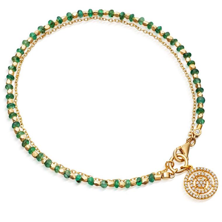 Astley Clarke's new Fine biography collection combines their most iconic talismans with exquisite gemstones, like this Emerald Aura bracelet.