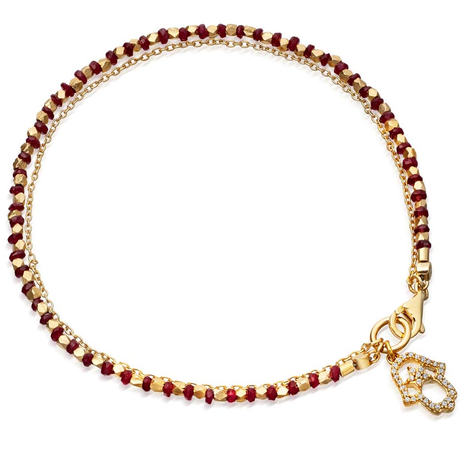 Ruby Hamsa 14ct yellow gold bracelet from Astley Clarke's fine biography collection.