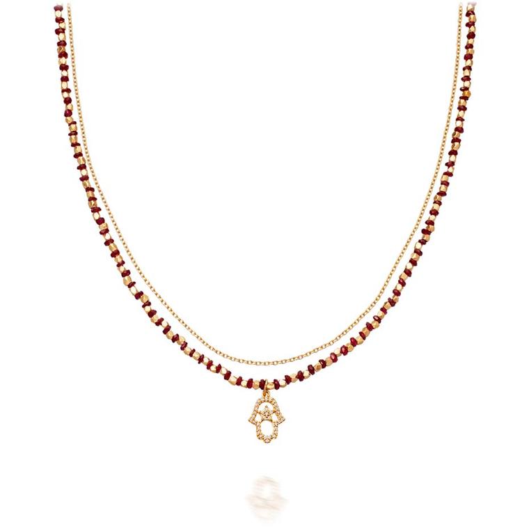 14ct yellow gold and ruby Hamsa necklace from Astley Clarke's fine biography collection.