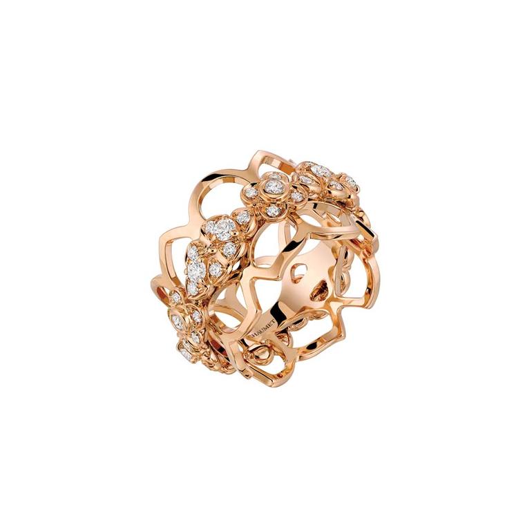 Chaumet rose gold and diamond ring from the Hortensia fine jewellery collection.