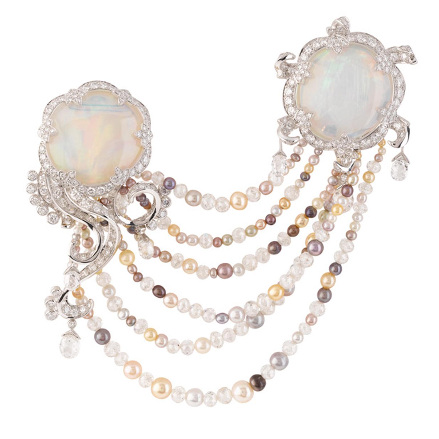 Van Cleef & Arpels Meduse Lune clip with opals and pearls