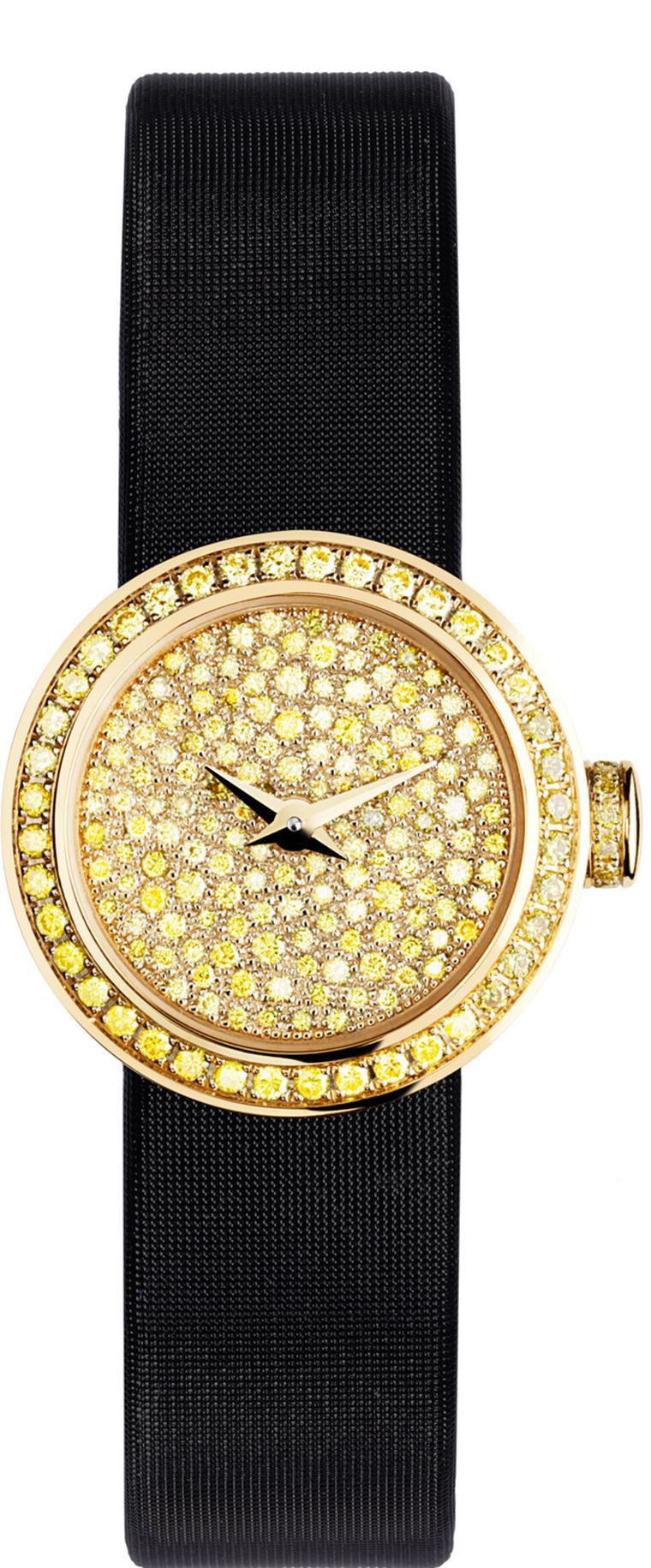 La Mini D de Dior watch in yellow diamonds