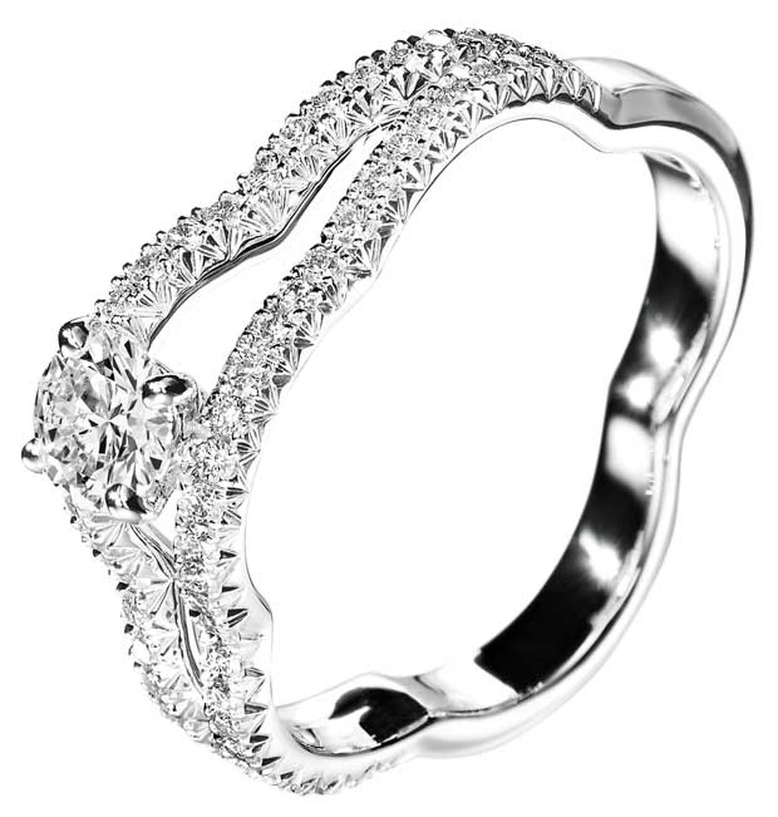 Chanel Camelia diamond and white gold Ajoure ring