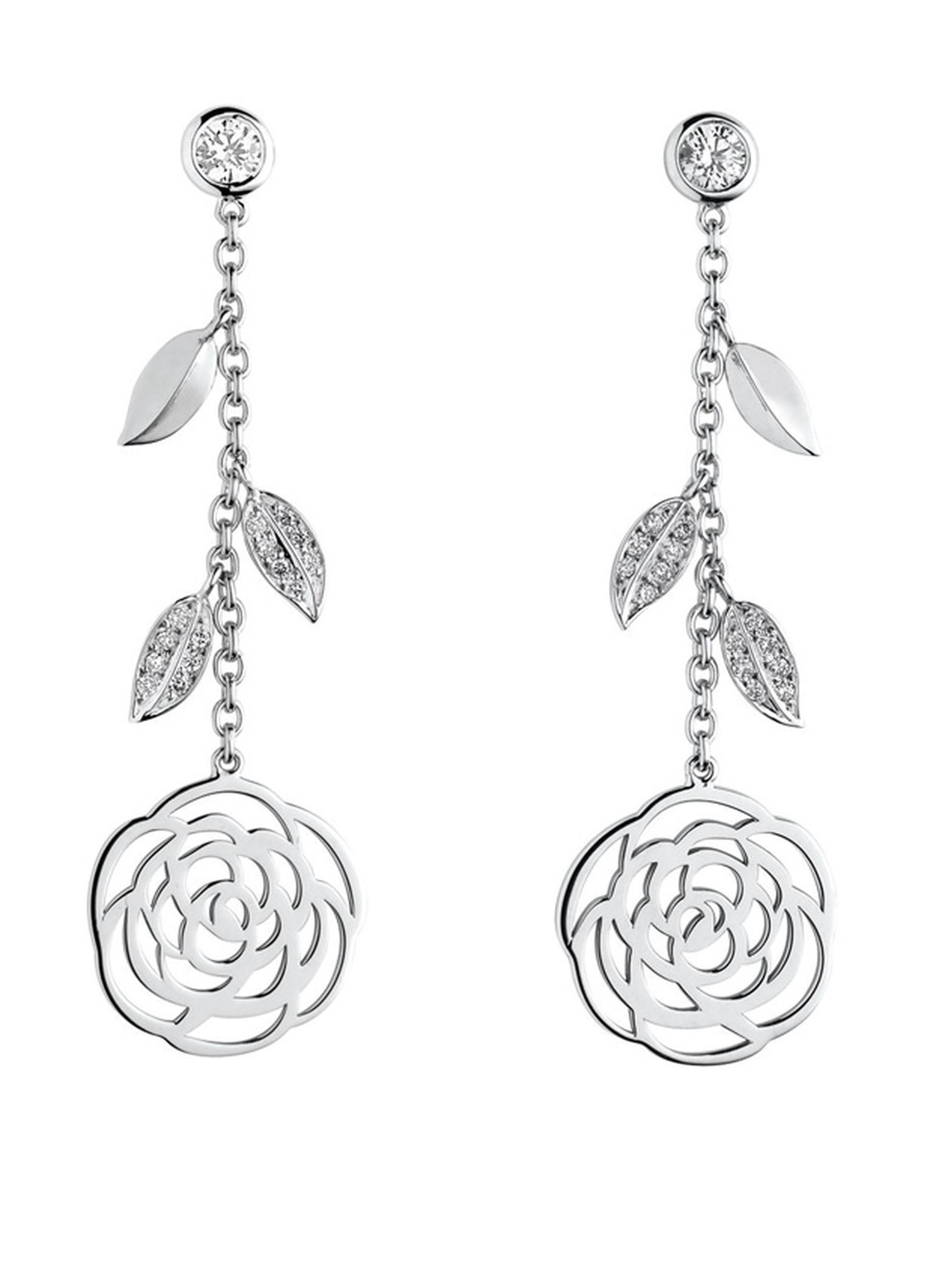 Chanel Camelia diamond and white gold earrings