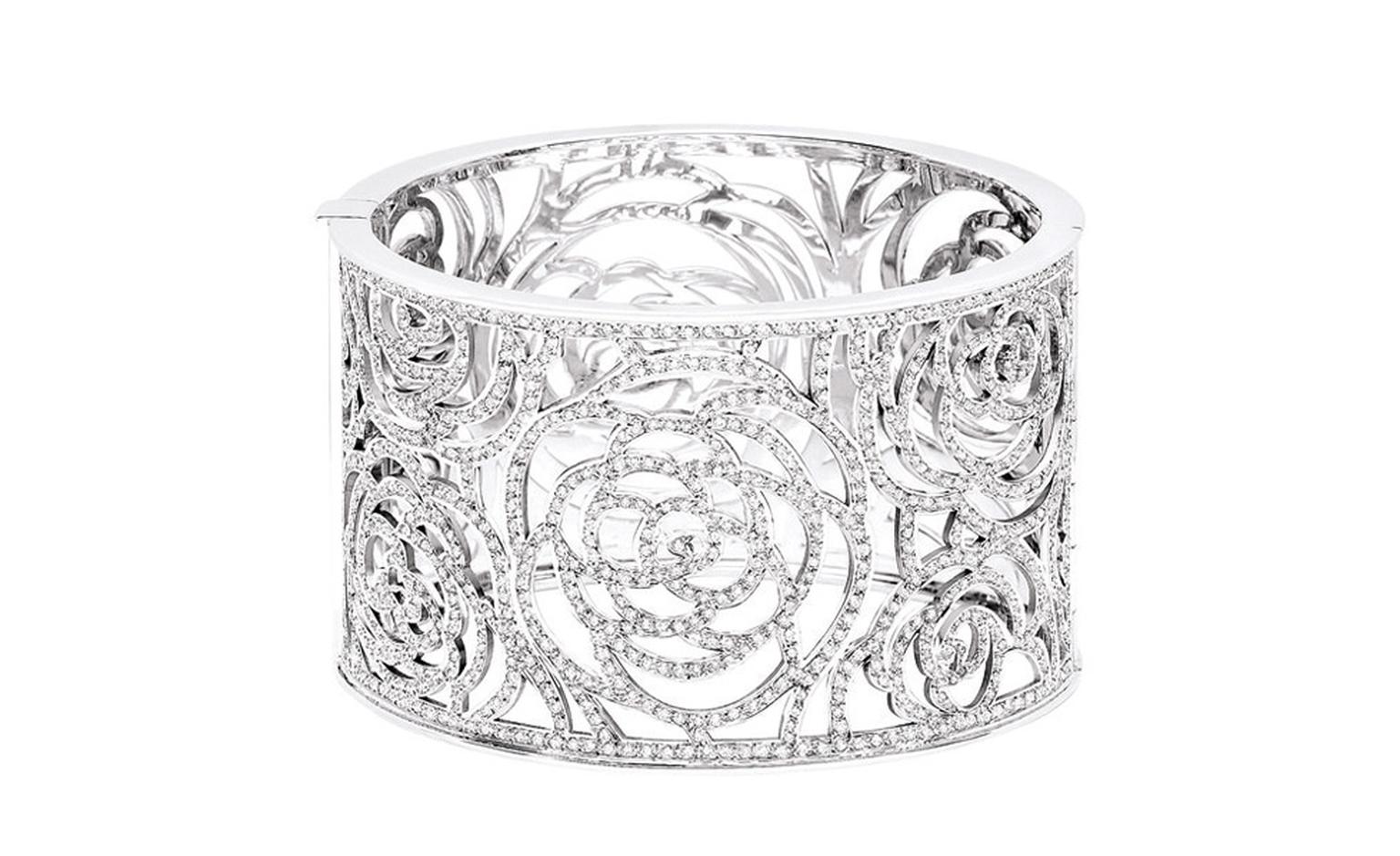 Chanel Camelia diamond and white gold cuff
