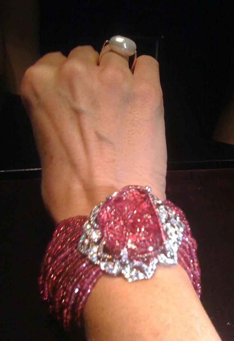 Cartier's carved spinel watch (dial under the stone) on my wrist