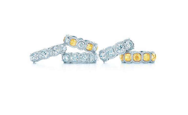 Tiffany & Co yellow and white diamond band rings:  £41,700, £19,700, £34,100, £49,300, £39,500