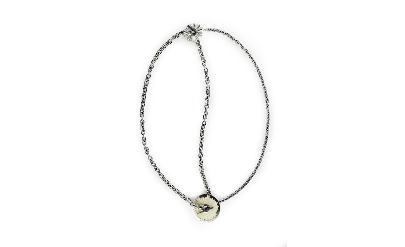 Albion Trinketry, Tri Chain Necklace, Mammoth tusk in silver by Pete Doherty and Hannah Martin £1915