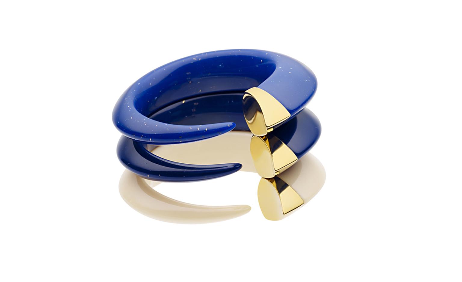 Shaun Leane bangles in ivory and lapis lazuli with gold, £210 each