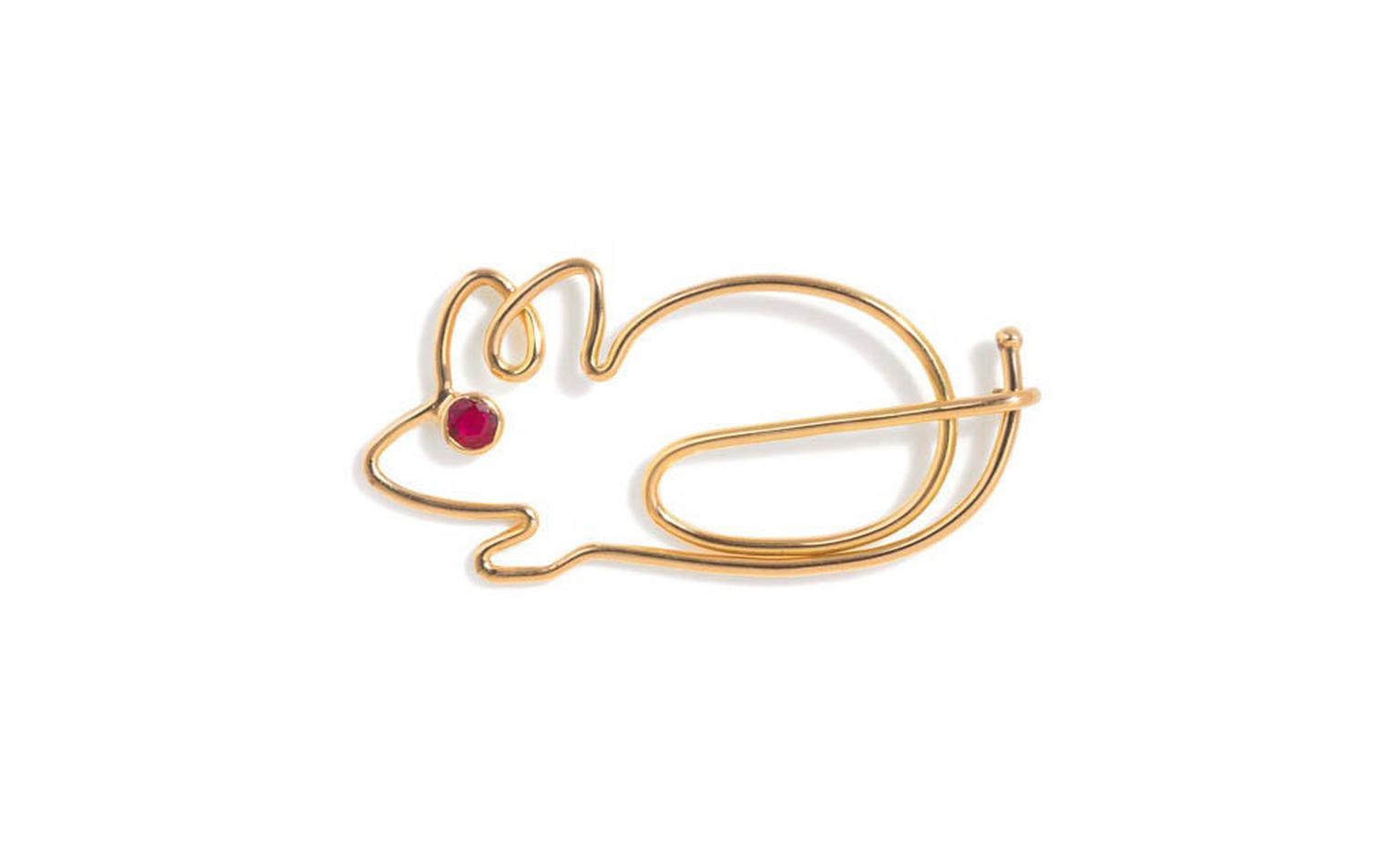 Katie Hillier, yellow gold mouse with claret diamond eye £995