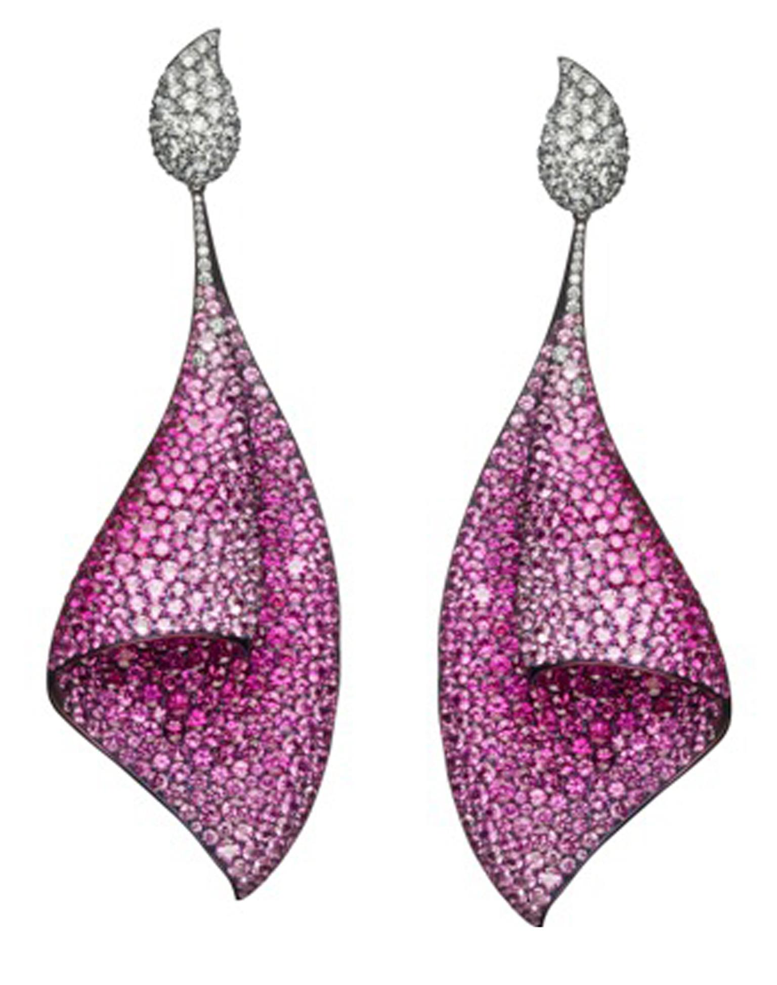 Adler Titanium And Pink Sapphire ‘Sail ’ Earrings ZOOM
