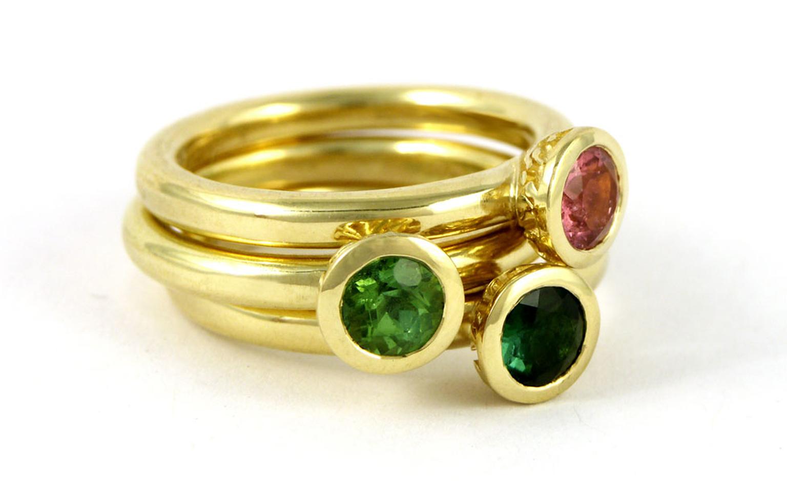 Nina stack rings that will be available in Fairtrade gold