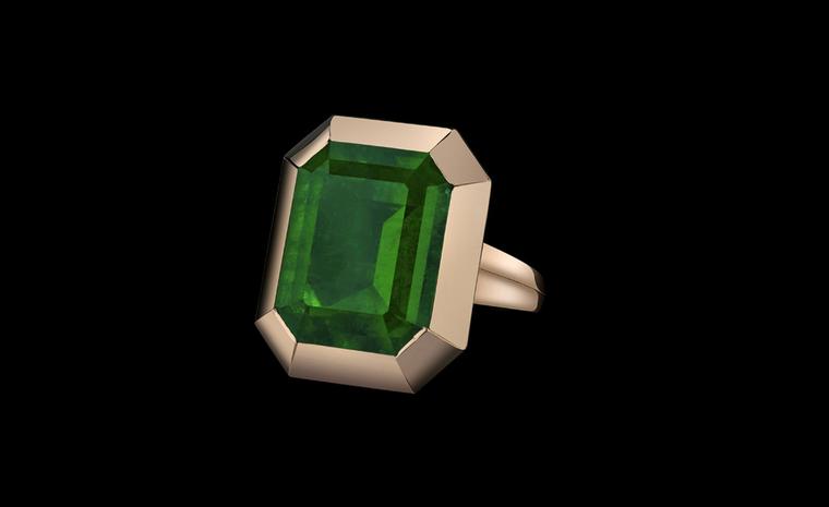 Front view of the emerald tablet ring from the Style of Angelina collection to go on sale later this year. Proceeds will benefit Jolie's charity The Education Partnership for Children of Conflict.