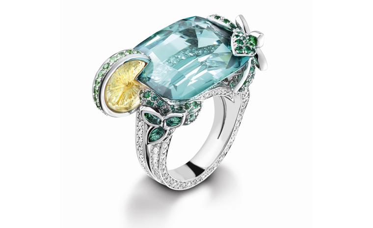 PIAGET, Limelight Cocktail inspiration, Mojito ring in white gold with diamonds and green tourmaline, citrine, tsavorites and emeralds. POA