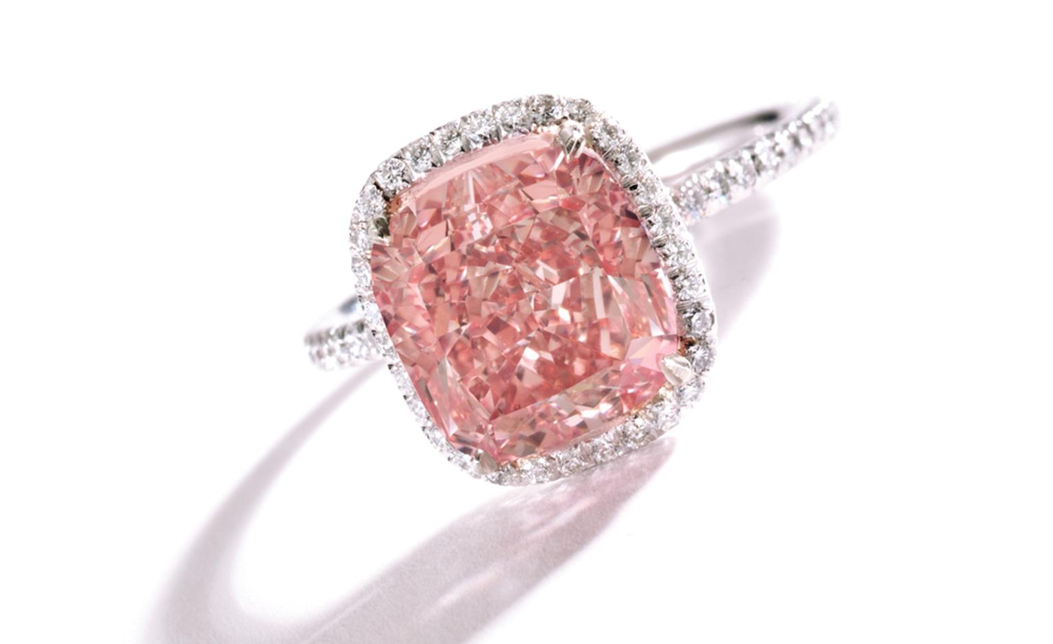 Lot 337 A Magnificent and Rare Fancy Vivid Pink Diamond Ring Est. $1.5/2 million. SOLD FOR $1,874,500