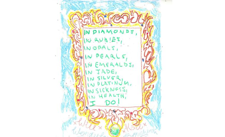 Say it with diamonds and gold and all that sparkles. One of the entries into Boucheron's book of good wishes for the Royal Couple.