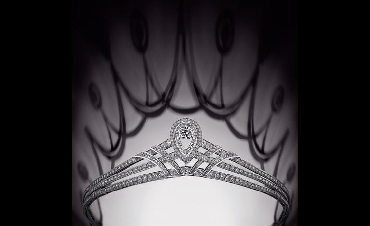 A Chaumet tiara for more formal occasions. Simple, clean lines highlight the central diamond that will shine light on the wearer like a halo.