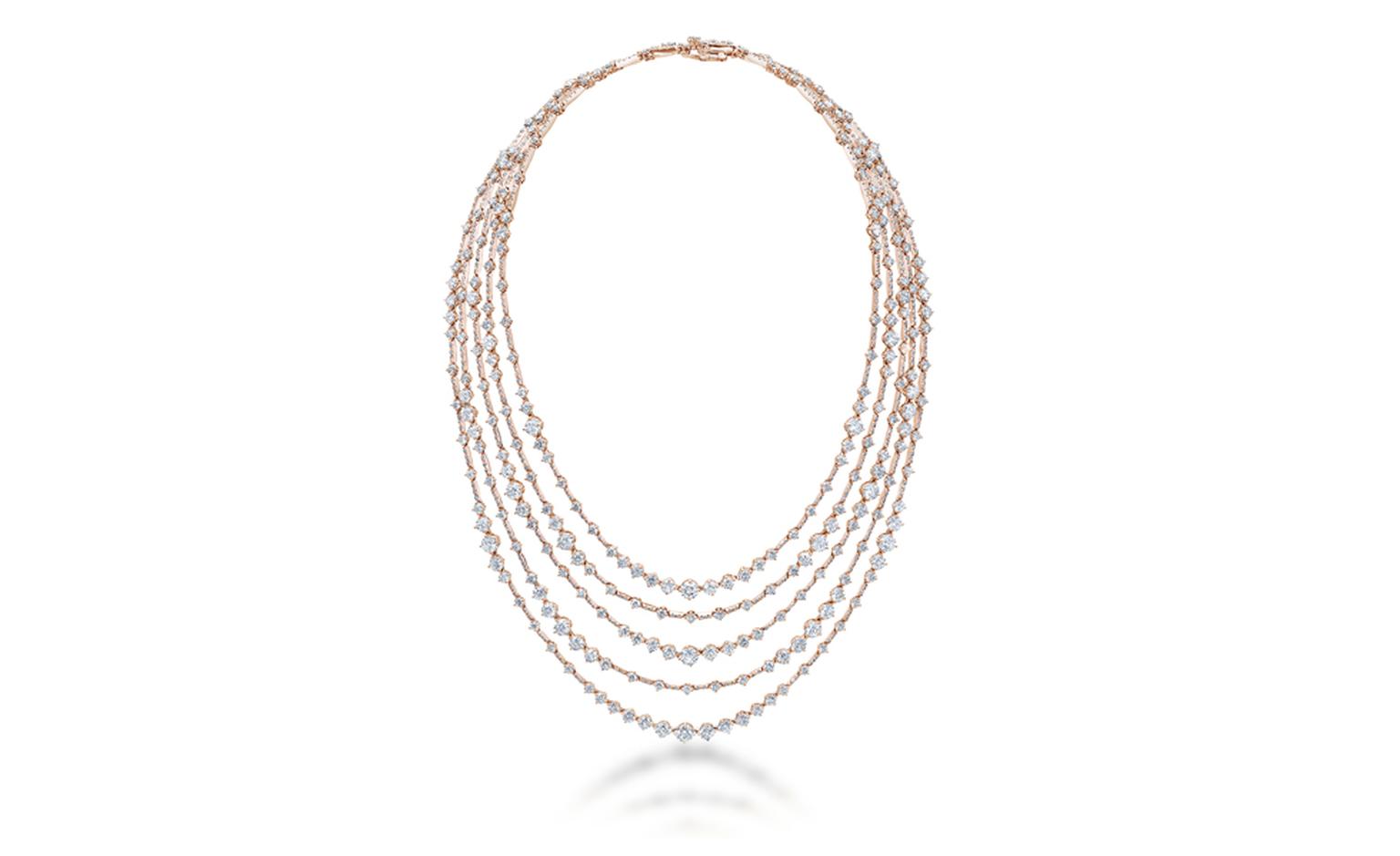 DE BEERS, Arpeggia Collection, five-line necklace in pink gold. POA