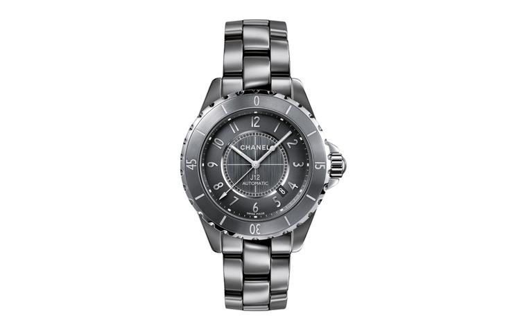 Chanel J12 Chromatic watch in titanium ceramic, a new highly scratch-resistant material almost as hard as sapphire. Self-winding mechanical movement. Functions: hours, minutes, seconds, date. 42-hour power reserve. Unidirectional rotating bezel....