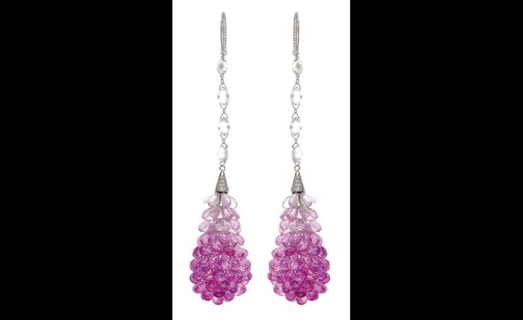Chopard briolette sapphire earrings that Anne Hathaway wore to the White Tie and Tiara ball 2011