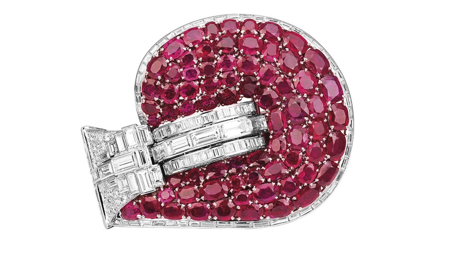 Van Cleef & Arpels Jarretiere bracelet. Platinum, rubies & diamonds. Marlene Dietrich’s special order, circa 1937.