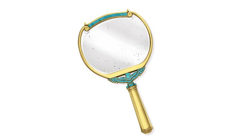 “The Cleopatra Mirror” A Turquoise and Gold Mirror By BVLGARI that Taylor acquired at the end of filming Cleopatra.1962 Estimate: $8,000-12,000