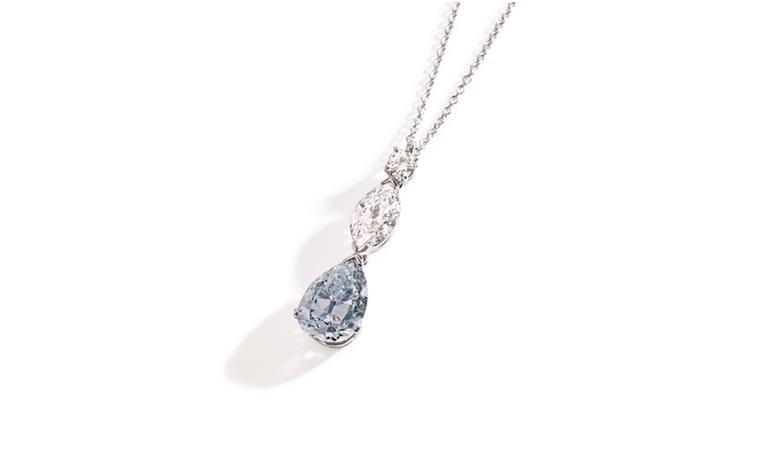 Lot 533. Platinum, Coloured Diamond and Diamond Pendant Necklace. Est. $500/700,000