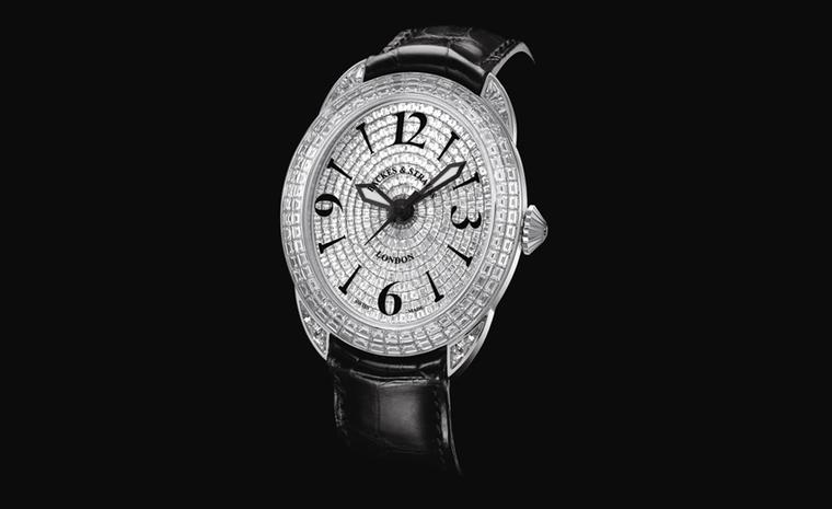 Backes & Strauss. The Prince Regent 4452 from The Royal Collection, one of the three Princes, a Limited Edition handcrafted bespoke masterpiece. Black alligator strap. Diamonds and white gold. Diamonds all individually cut and polished. Price fr...