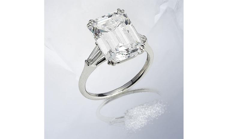 Lot 198. 198 A diamond single-stone ring, by Harry Winston. Estimate £120,000-150,000.  SOLD FOR £265,250.