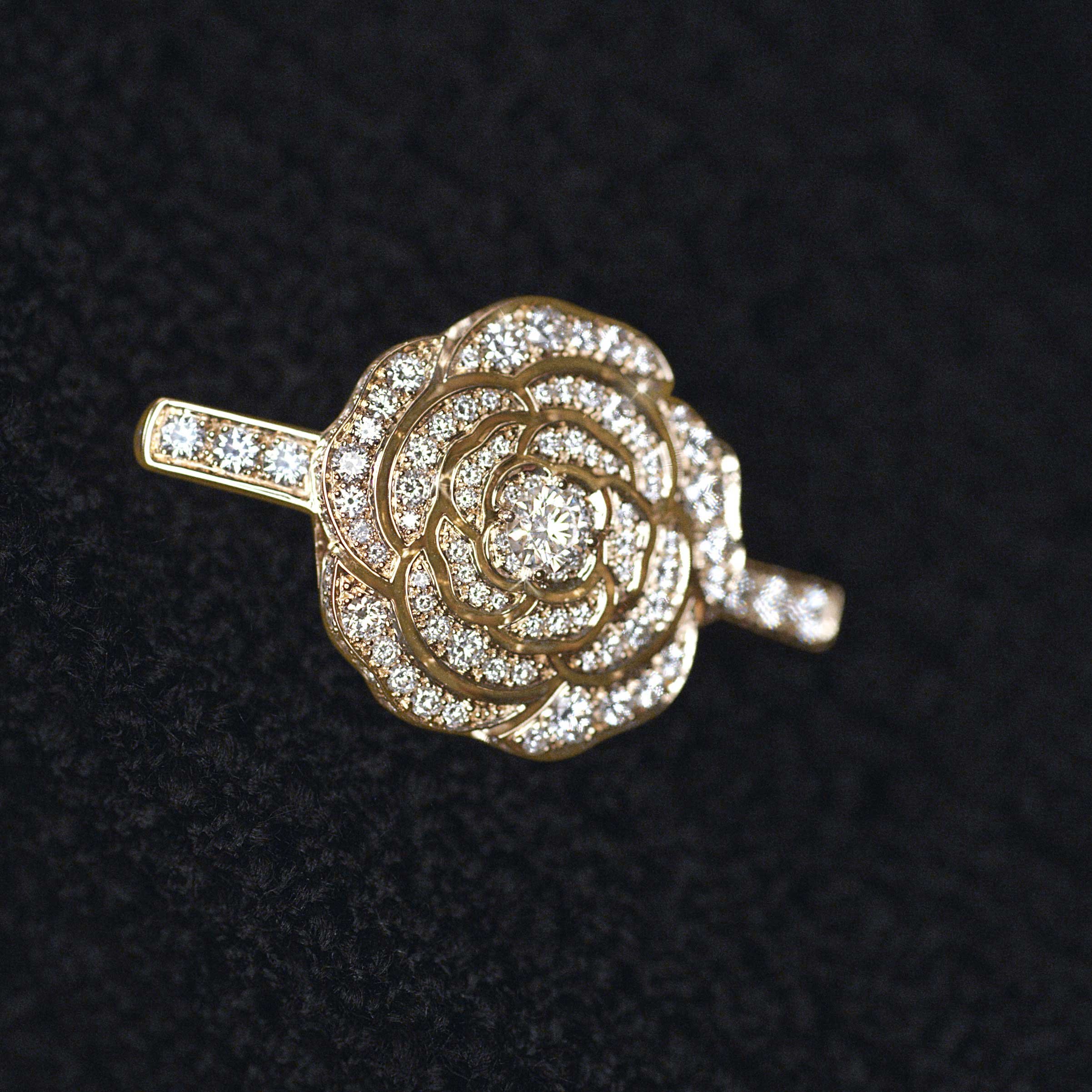 chanel chevron rose gold ring