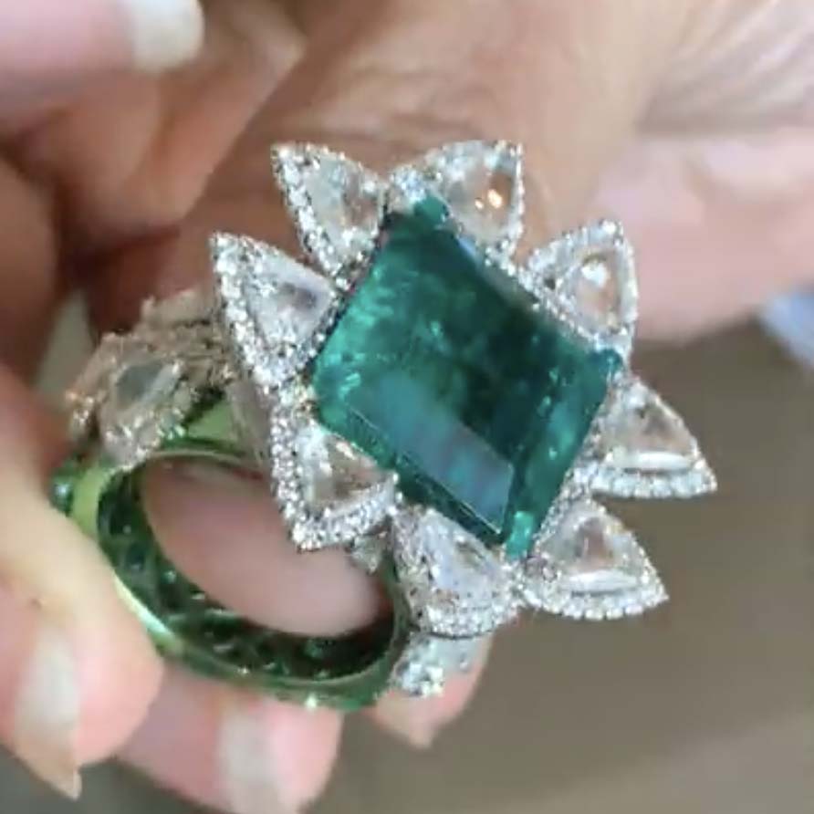 Bina Goenka ring with Zambian emerald from Gemfields