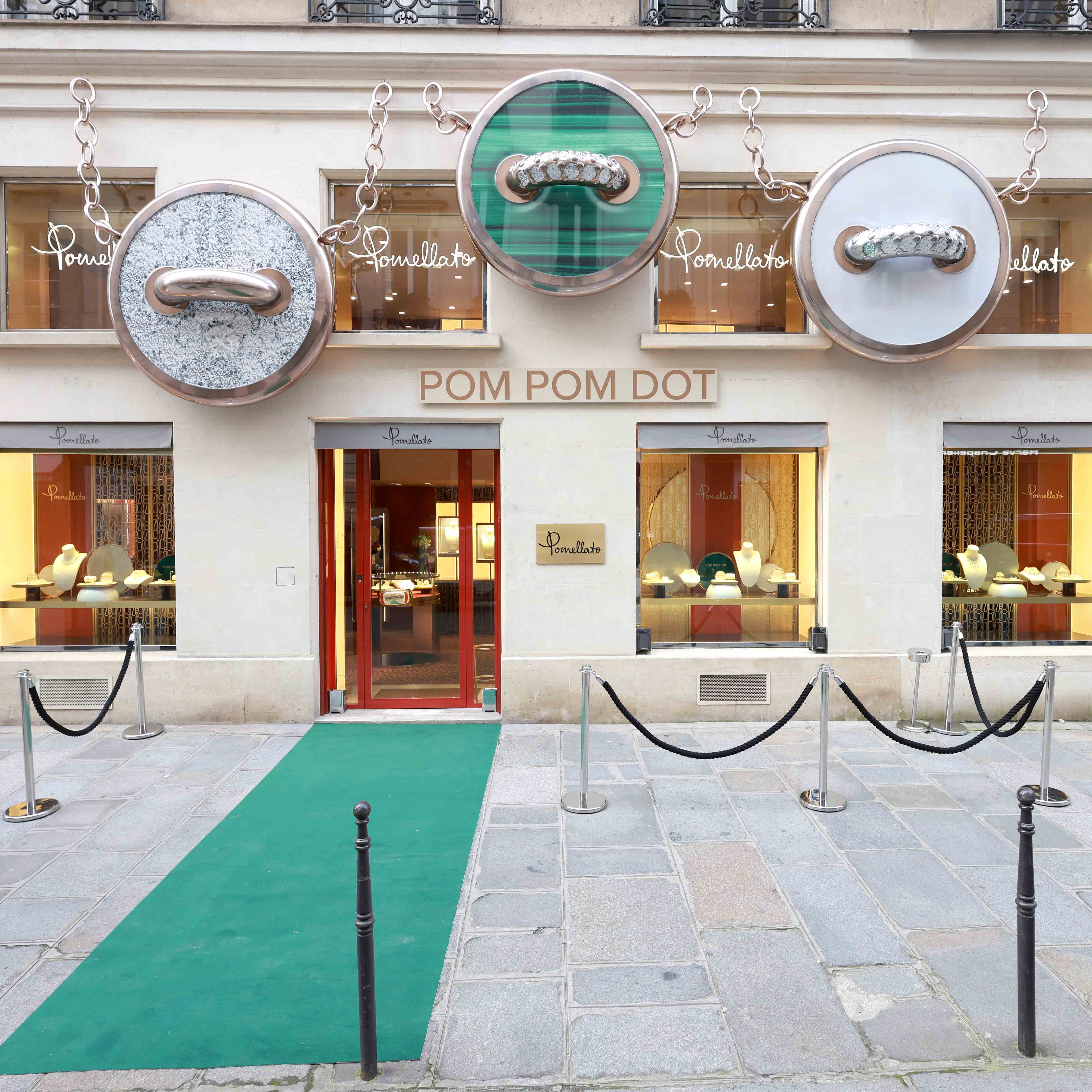 Pomellato Paris Boutique decorated for Pom Pom Dot launch in