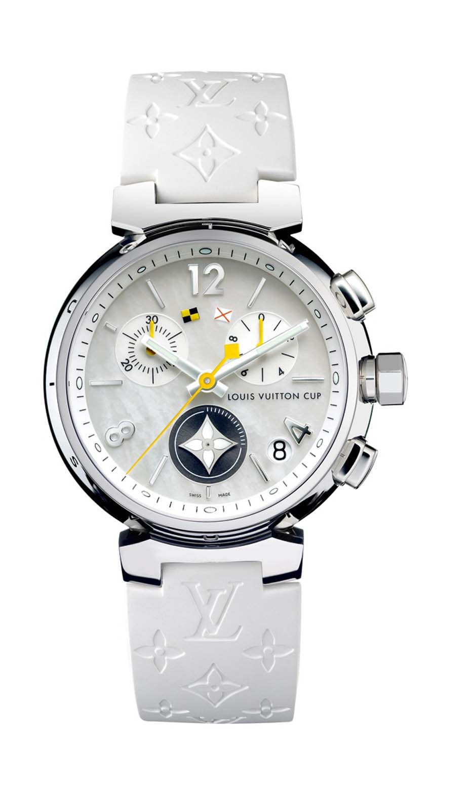 Louis Vuitton Watch Tambour la Bree Cup Chronograph Lava White X Louis Vuitton 34mm White Tambour Lovely Cup Flyback  main image 2
