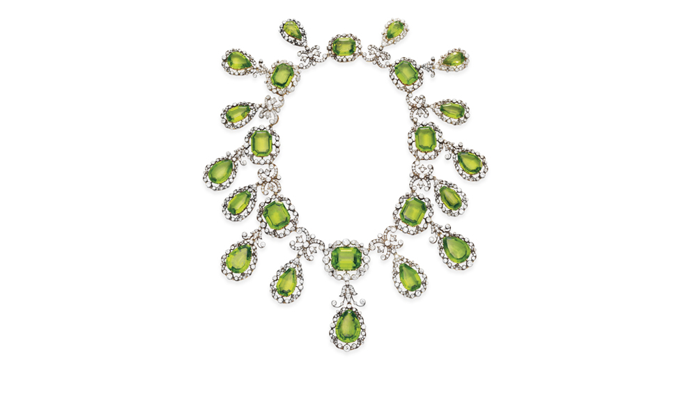 Peridot & Diamond Halo Necklace – Five Star Jewelry Brokers
