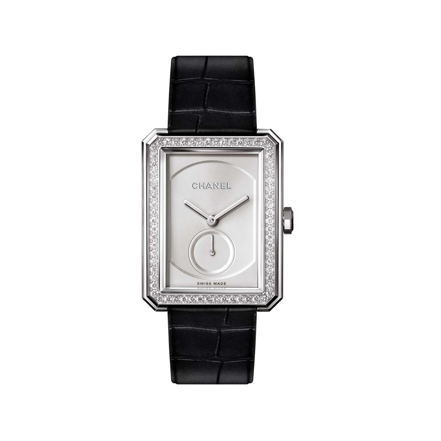 Chanel Boyfriend white gold mechanical watch with diamonds