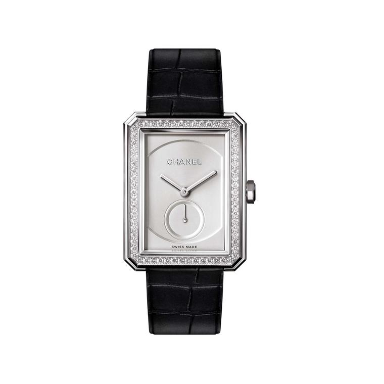 Chanel Boyfriend white gold mechanical watch with diamonds