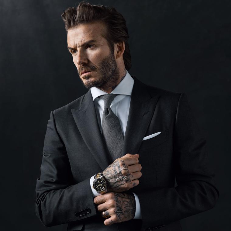 David Beckham for Tudor's Born to Dare watch campaign wearing a suit