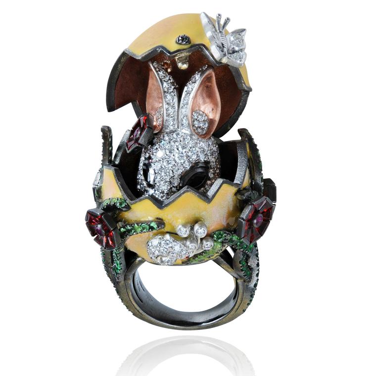Lydia Courteille Procreation bunny rabbit hatching from egg ring