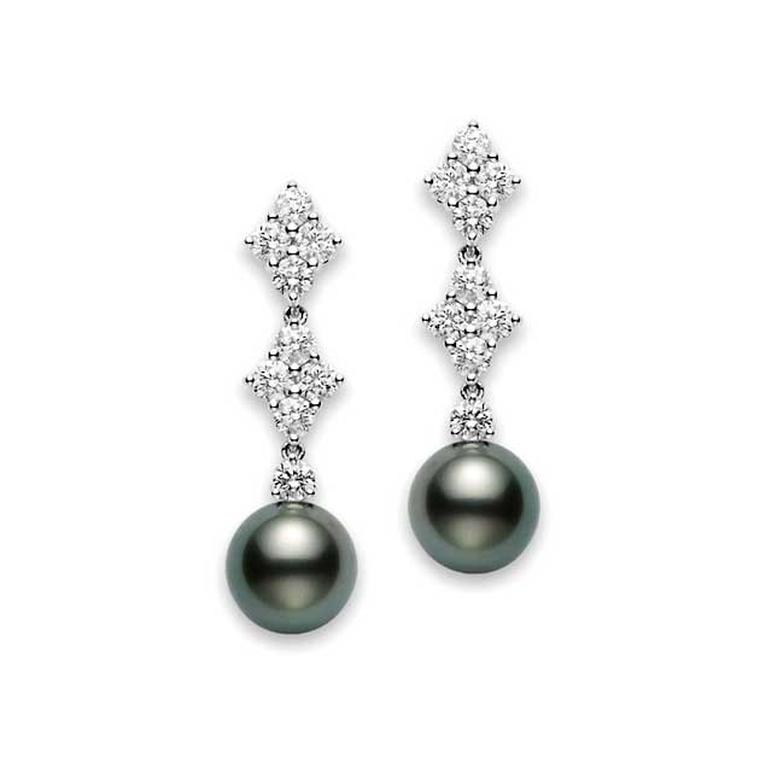 Mikimoto black pearl earrings