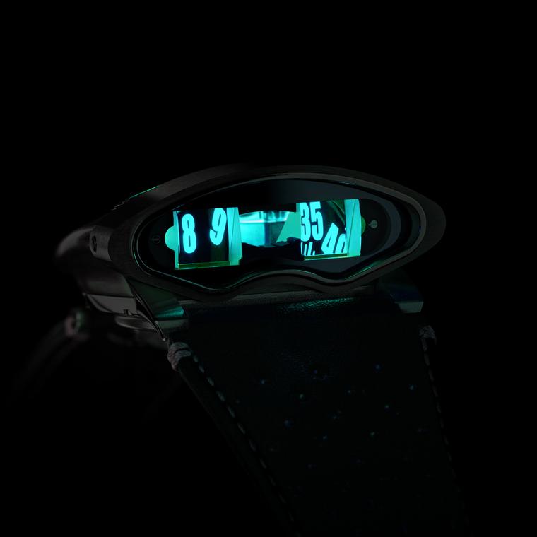 MB&F HMX Black Badger watch - side view