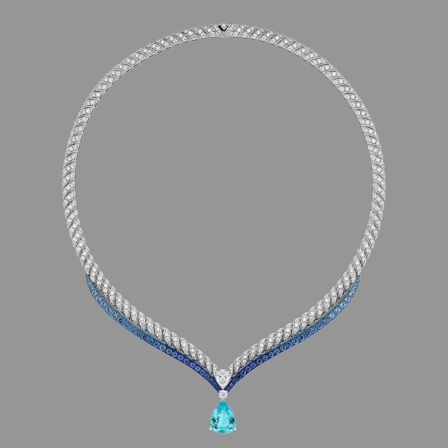 Nodo Necklace with paraiba tourmaline and sapphire by Gucci 