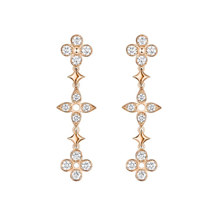 Louis Vuitton Dentelle de Monogram pink gold and diamond earrings
