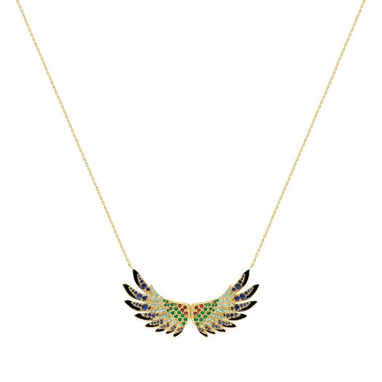 Lalique Perroquet parrot wing pendant necklace