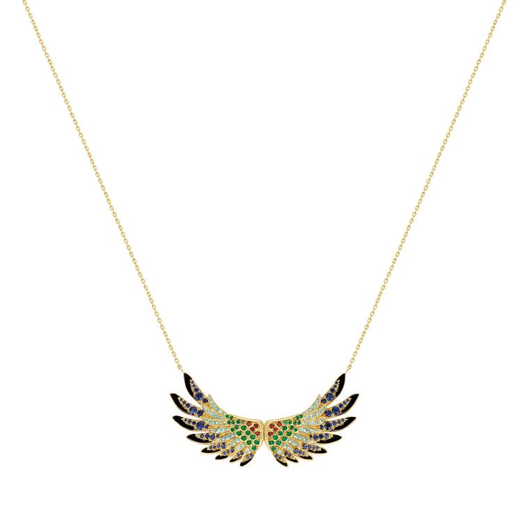 Lalique Perroquet parrot wing pendant necklace