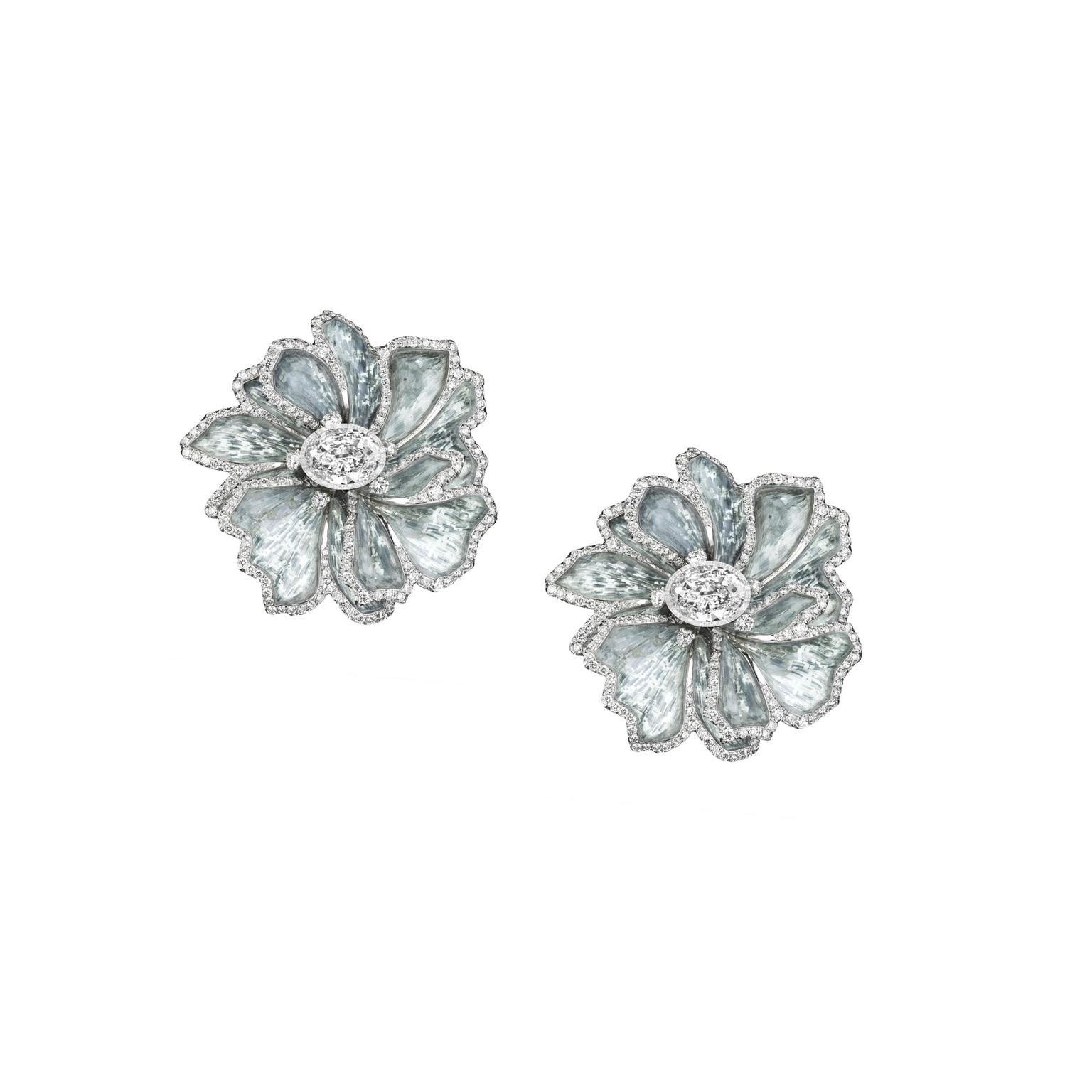 Boghossian titanium white gold and diamond earrings