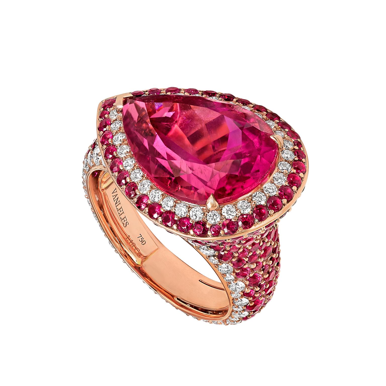 Vanleles Out of Africa rubellite ring